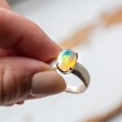 Silver ring with OPAL crystal, opal crystal, opal gemstone