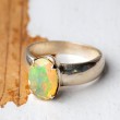 Silver ring with OPAL crystal, opal crystal, opal gemstone,