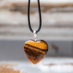 TIGER'S EYE necklace heart (silver hoop)