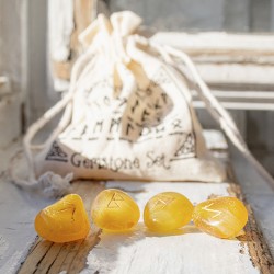 YELLOW ONYX rune stones (set), YELLOW ONYX  crystals,YELLOW ONYX  gemstone,