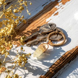 limonite quartz, lemonin, keyring, crystal keyring, keyring with crystal, zlati zdravilec