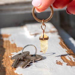 limonite quartz, lemonin, keyring, crystal keyring, keyring with crystal, zlati zdravilec