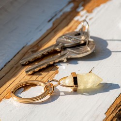 limonite quartz, lemonin, keyring, crystal keyring, keyring with crystal, zlati zdravilec