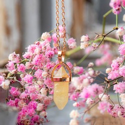 limonite quartz, lemonin, necklace, crystal necklace, necklace with crystal, zlati zdravilec, golden healer