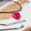 PINK AGATE heart necklace, pink agate, crystals