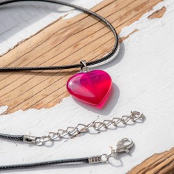 PINK AGATE heart necklace, pink agate, crystals