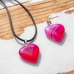 PINK AGATE heart necklace, pink agate, crystals