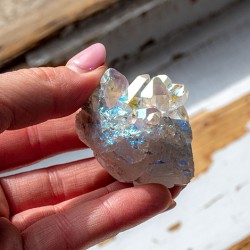 ANGEL AURA cluster, angel aura crystal, rock crystal, clear quartz