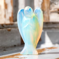 opalite, opalite angel, crystal carving, opalite angel statue, angel statue, crystal statue