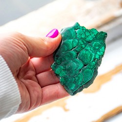 MALACHITE polished tile, malachite crystals, malachite stone