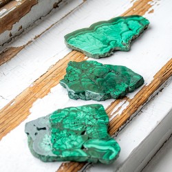 MALACHITE polished tile, malachite crystals, malachite stone