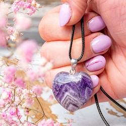 ametist, ametist ogrlica, ametist kristal, ametist nakit, ametist srce, ogrlica iz kristalov, srebrna ogrlica