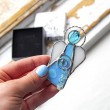 stained glass, stained glass angel, handmade, aquamarine, gift