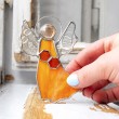 stained glass, stained glass angel, handmade, aquamarine, gift