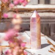 ROSE QUARTZ AURA obelisk rose quartz  aura crxstal
