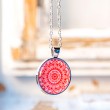 MANDALA NECKLACE red white flower, mandala art, mandala
