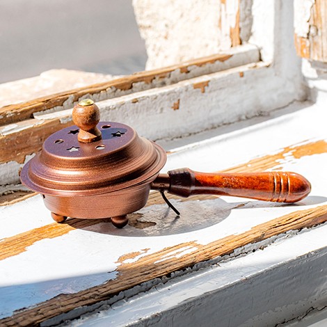 INCENSE BURNING container with holder