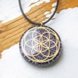 CHAROITE BLACK TOURMALINE orgonite necklace the seed of life, orgone energy