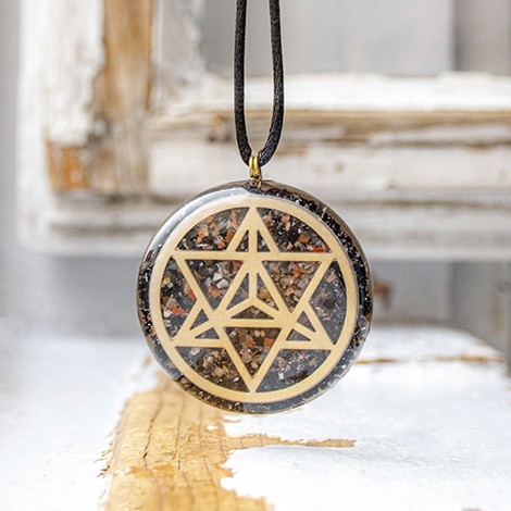 SARDONIX BLACK TOURMALINE orgonite necklace merkaba orgonite orgone energy