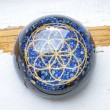 orgonite, half sphere, half sphere orgonite, lapis lazuli, black turmaline, schungite, seed of life