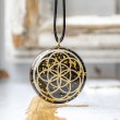 NUMIT BLACK TOURMALINE GOLD orgonite necklace , seed of life, orgone energy