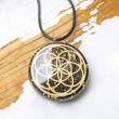NUMIT BLACK TOURMALINE GOLD orgonite necklace , seed of life, orgone energy