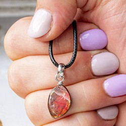 AMMOLITE NECKLACE on a silver loop, ammolite crystal, ammolite stone