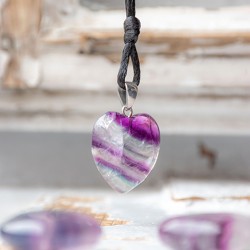 fluorite, rainbow fluorite, crystal necklace , heart necklace
