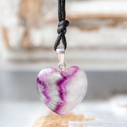 fluorite, rainbow fluorite, crystal necklace , heart necklace