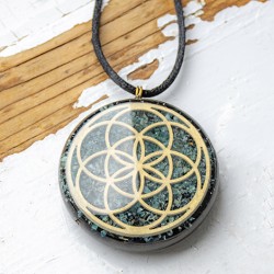 APATITE BLACK TOURMALINE  orgonite necklace metatron, orgone energy