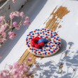 handmade, cearamic brooch, unique jewellery, unique brooch, lucky button