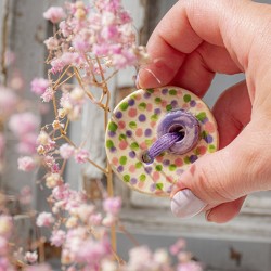 handmade, cearamic brooch, unique jewellery, unique brooch, lucky button