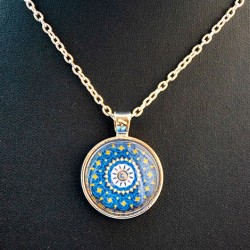 MANDALA NECKLACE red white flower, mandala art, mandala