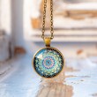 MANDALA NECKLACE red white flower, mandala art, mandala