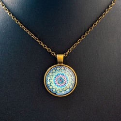 MANDALA NECKLACE red white flower, mandala art, mandala