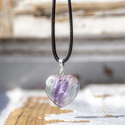fluorite, rainbow fluorite, crystal necklace , heart necklace