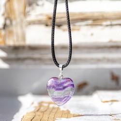 fluorite, rainbow fluorite, crystal necklace , heart necklace