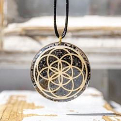 JET BLACK TOURMALINE  orgonite necklace , orgone energy, jet crystal,