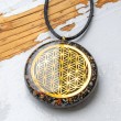 SARDONIX BLACK TOURMALINE orgonite necklace flower of life orgonite orgone energy