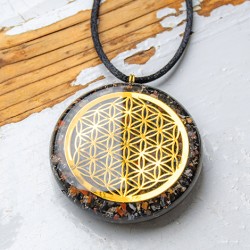 SARDONIX BLACK TOURMALINE orgonite necklace flower of life orgonite orgone energy