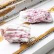 Pink tourmaline rubellite raw crystal white matrix large rough gemstone mineral specimen
