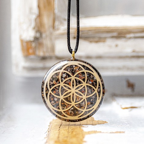 SARDONIX BLACK TOURMALINE orgonite necklace flower of life orgonite orgone energy