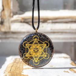 JET BLACK TOURMALINE  orgonite necklace  radiation protection, jet crystal
