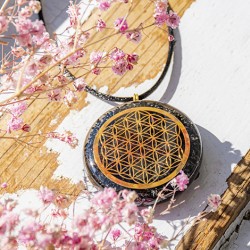 JET BLACK TOURMALINE  orgonite necklace  radiation protection, jet crystal