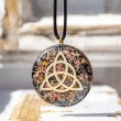 rodonite BLACK TOURMALINE orgonite necklace orgone energy protection radiation Celtic knot