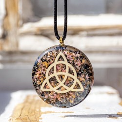 rodonite BLACK TOURMALINE orgonite necklace orgone energy protection radiation Celtic knot