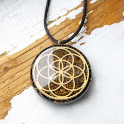 BRONZITE BLACK TOURMALINE orgonite necklace, orgone energy