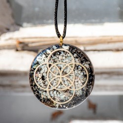 LARIMAR BLACK TOURMALINE orgonite necklace