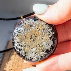 LARIMAR BLACK TOURMALINE orgonite necklace  radiation protection, hand made, larimar