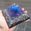 lapis lazuli, orgonite, orgonite pyramid, orgonite pyramid with crystals, cleansing crystals, energy crystals